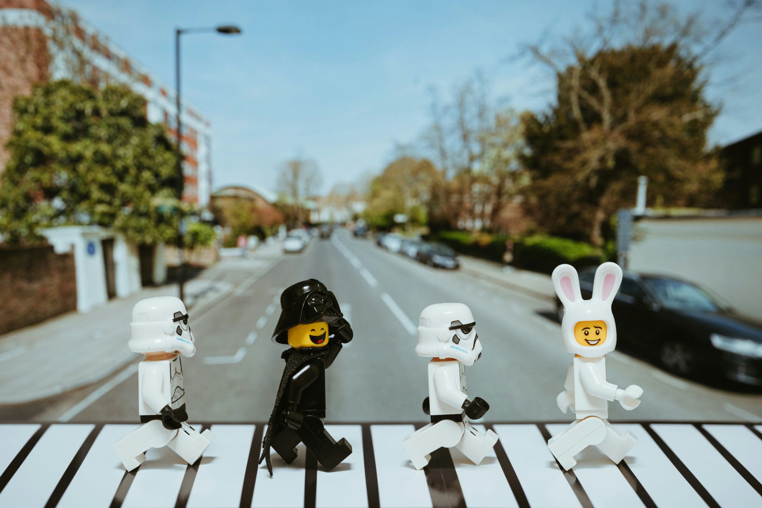 Legos on crosswalk