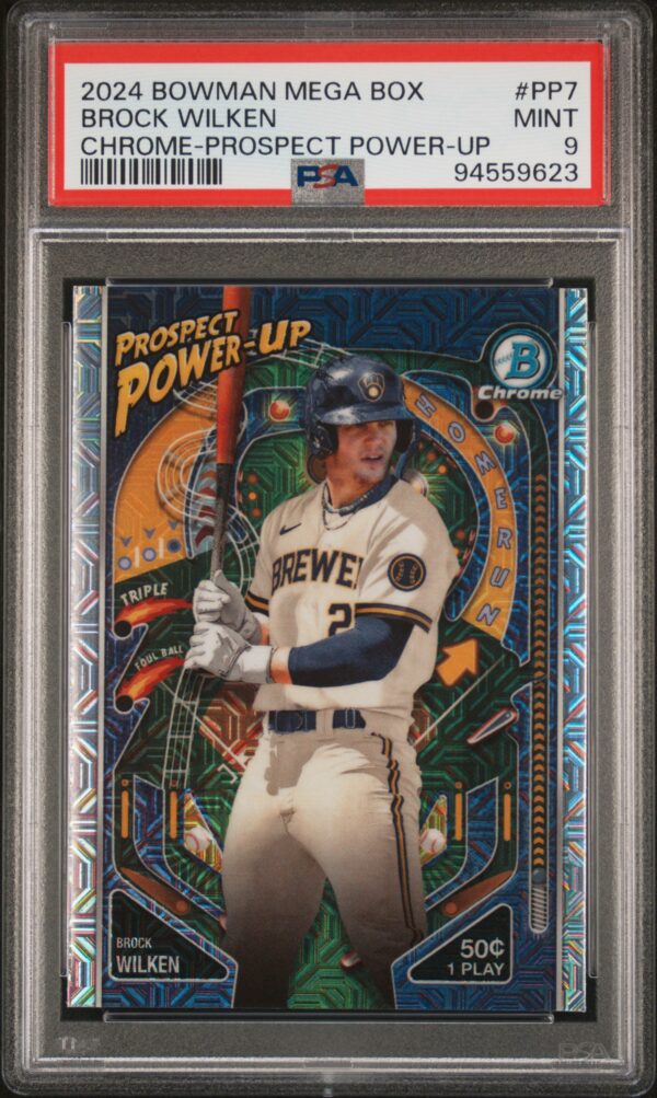 2024 Bowman #PP7 Brock Wilken PSA 9 Prospect Power-Up Mojo Refractor (94559623)