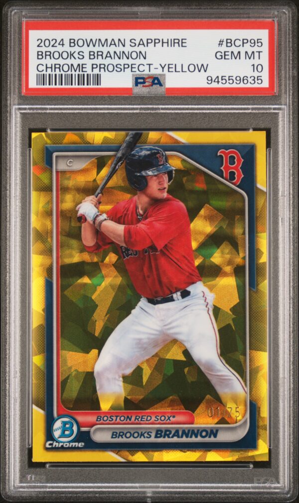 2024 Bowman Sapphire #BCP95 Brooks Brannon /75 PSA 10 Yellow Refractor (94559635)