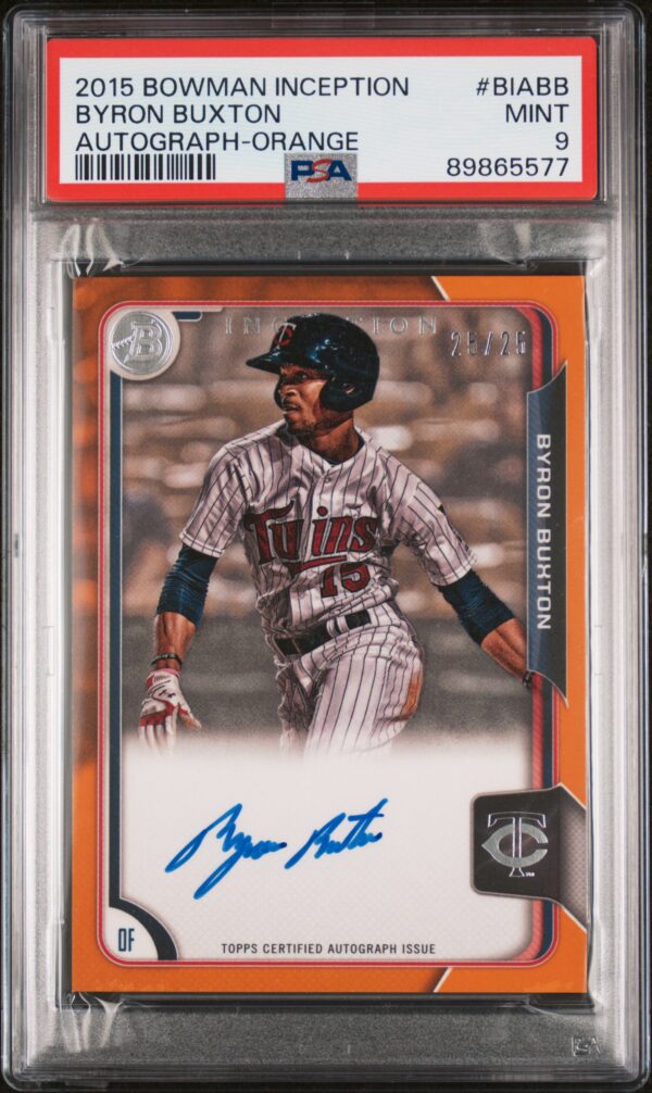 2015 Bowman Inception #BIABB Byron Bxton Autograph /25 PSA 9 Orange Parallel Front