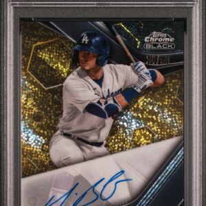 2023 Topps Chrome Black #CBAMB Michael Busch RC Autograph /50 PSA 10 Gold Mini Diamond Front