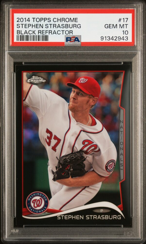 2014 Topps Chrome #17 Stephen Strasburg /100 PSA 10 Black Refractor Front