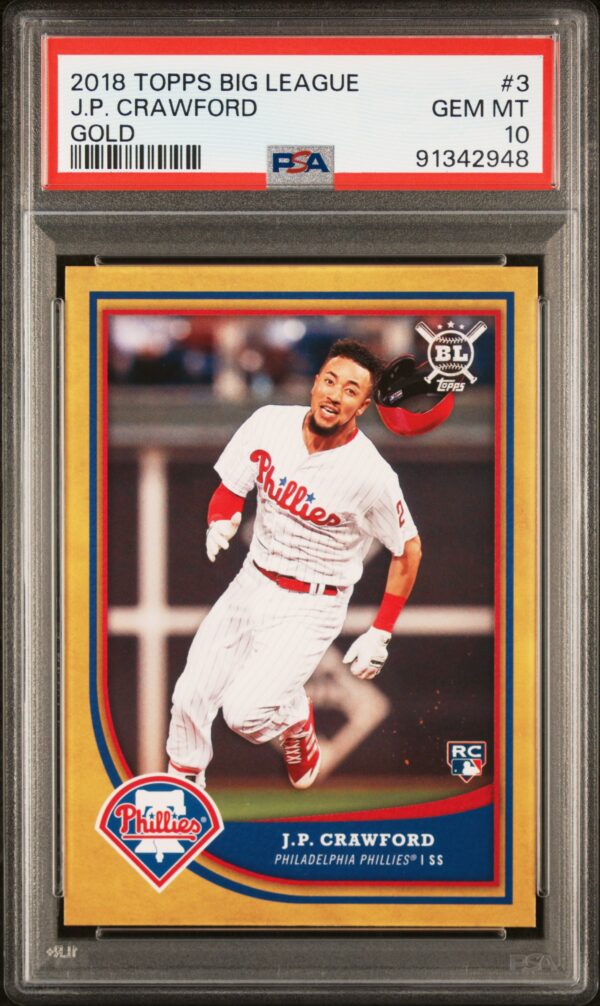 2018 Topps Big League #3 J.P. Crawford RC PSA 10 Gold Parallel Front