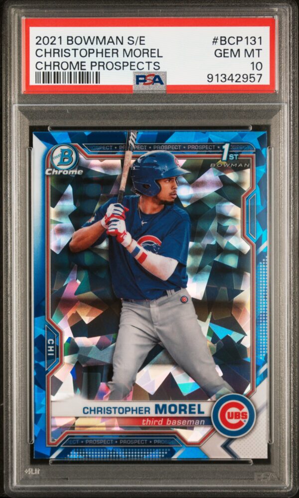 2021 Bowman Sapphire #BCP131 Christopher Morel 1st Bowman PSA 10 Front