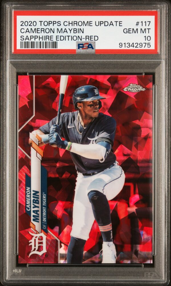 2020 Topps Chrome Update #117 Cameron Maybin /5 PSA 10 Sapphire Red Front