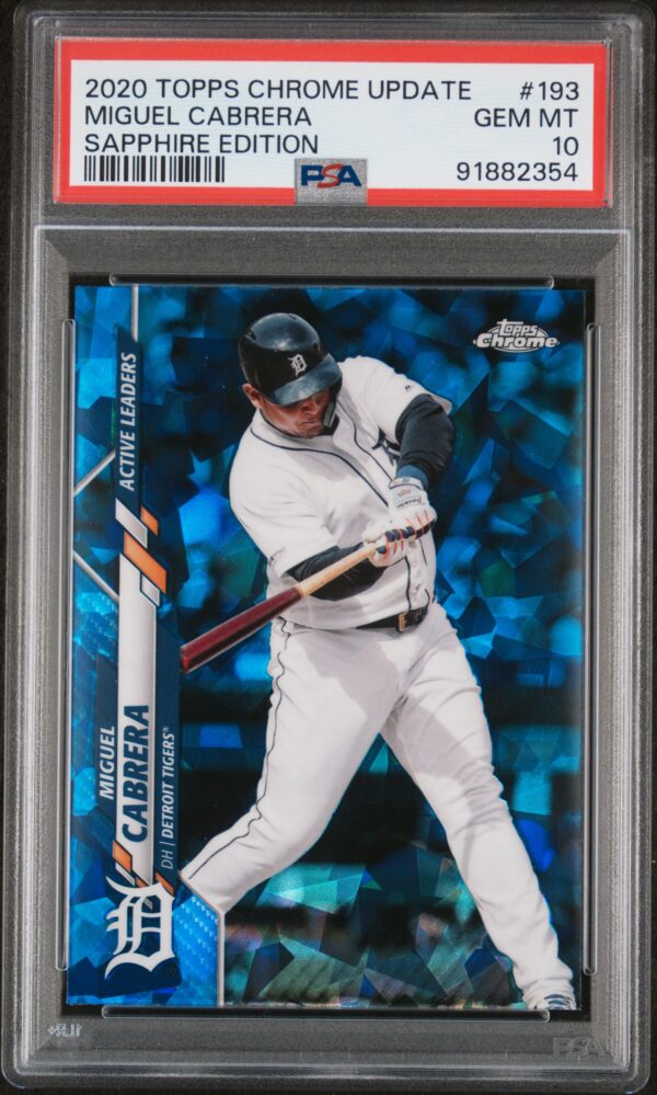 2020 Topps Chrome Update #193 Miguel Cabrera PSA 10 Sapphire Front