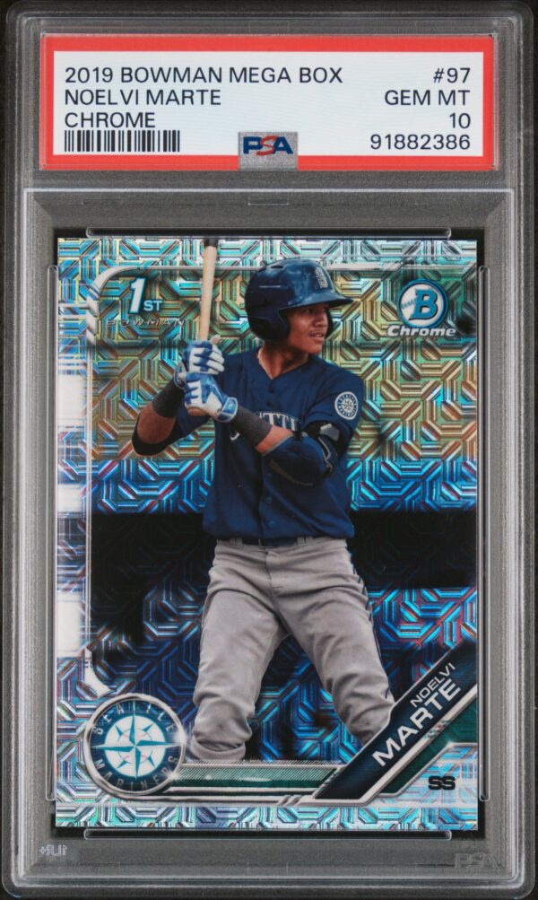 2019 Bowman #BCP97 Noelvi Marte 1st Bowman PSA 10 Mojo Refractor Front