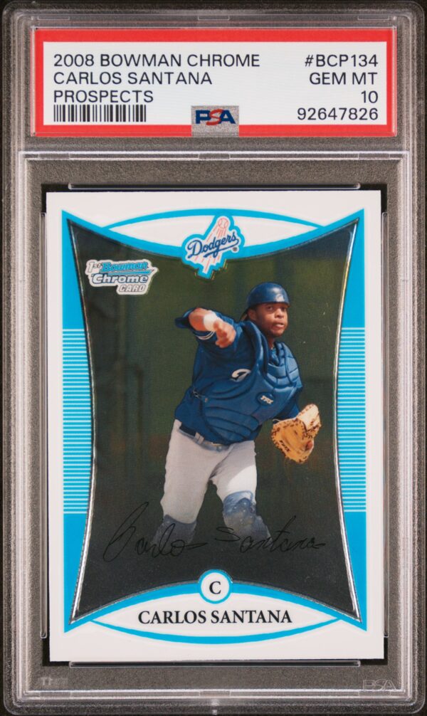 2008 Bowman Chrome #BCP134 Carlos Santana 1st Bowman PSA 10 Front