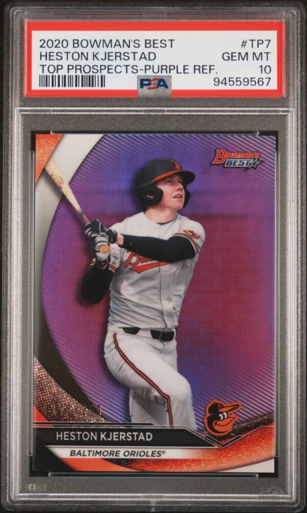 2020 Bowman's Best #TP7 Heston Kjerstad /250 PSA 10 Purple Refractor Front