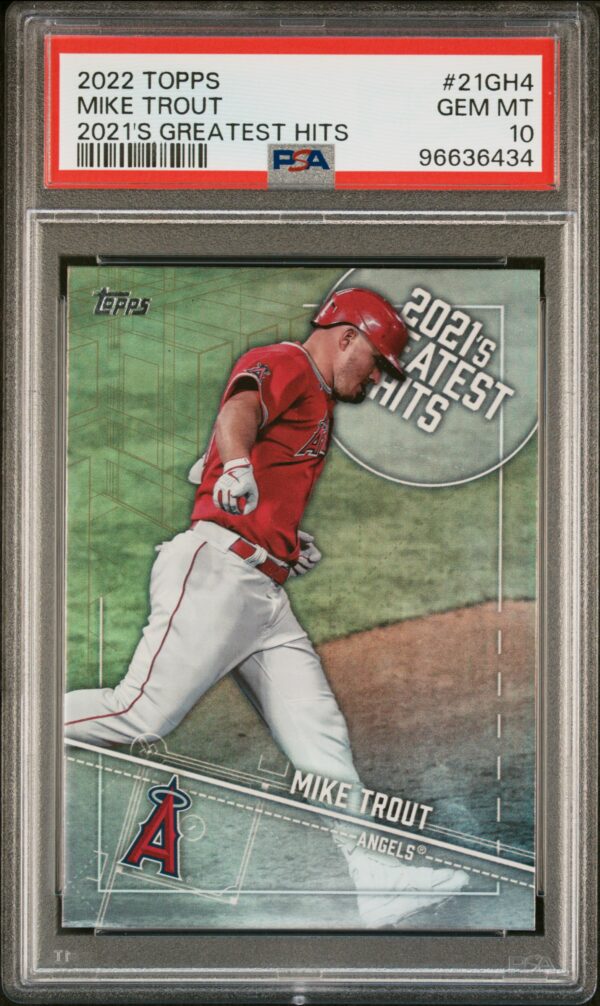 2022 Topps #21GH4 Mike Trout PSA 10 Greatest Hits Front